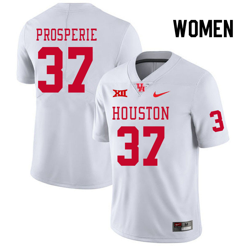 Women #37 Chance Prosperie Houston Cougars College Football Jerseys Stitched Sale-White - Click Image to Close
